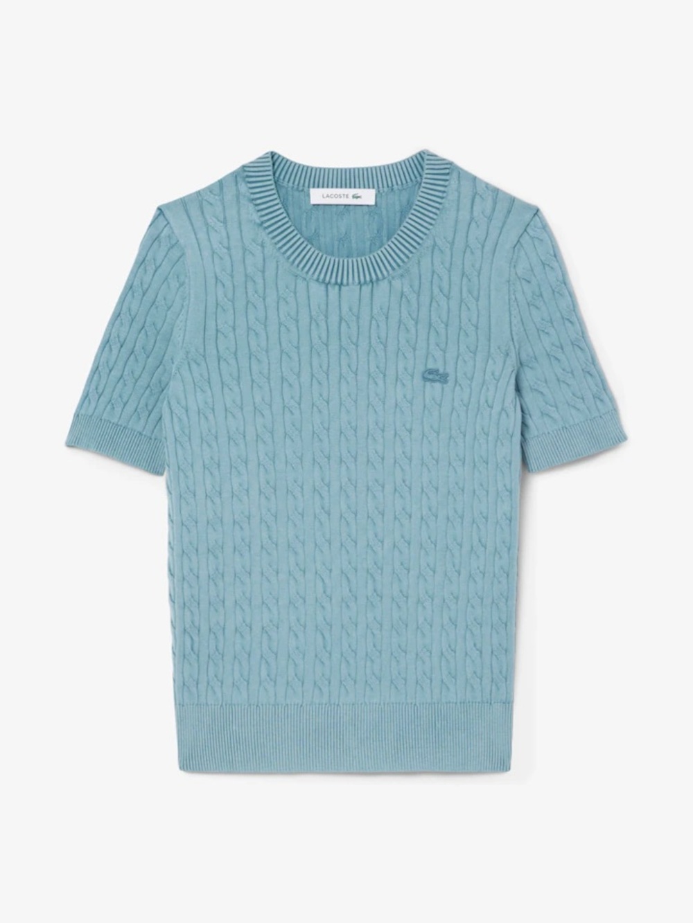 Lacoste Women’s Wash Effect Cable-Knit Short Sleeve Top Size XS